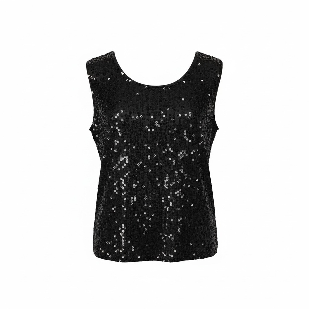 🔻Vintage Victoria Holley Black Sequin Silk Top – Size L